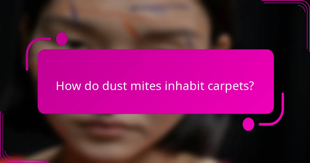 How do dust mites inhabit carpets?