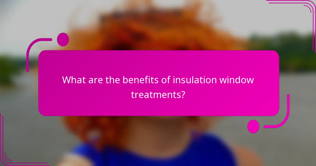What are the benefits of insulation window treatments?
